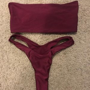 High leg bandeau bikini set